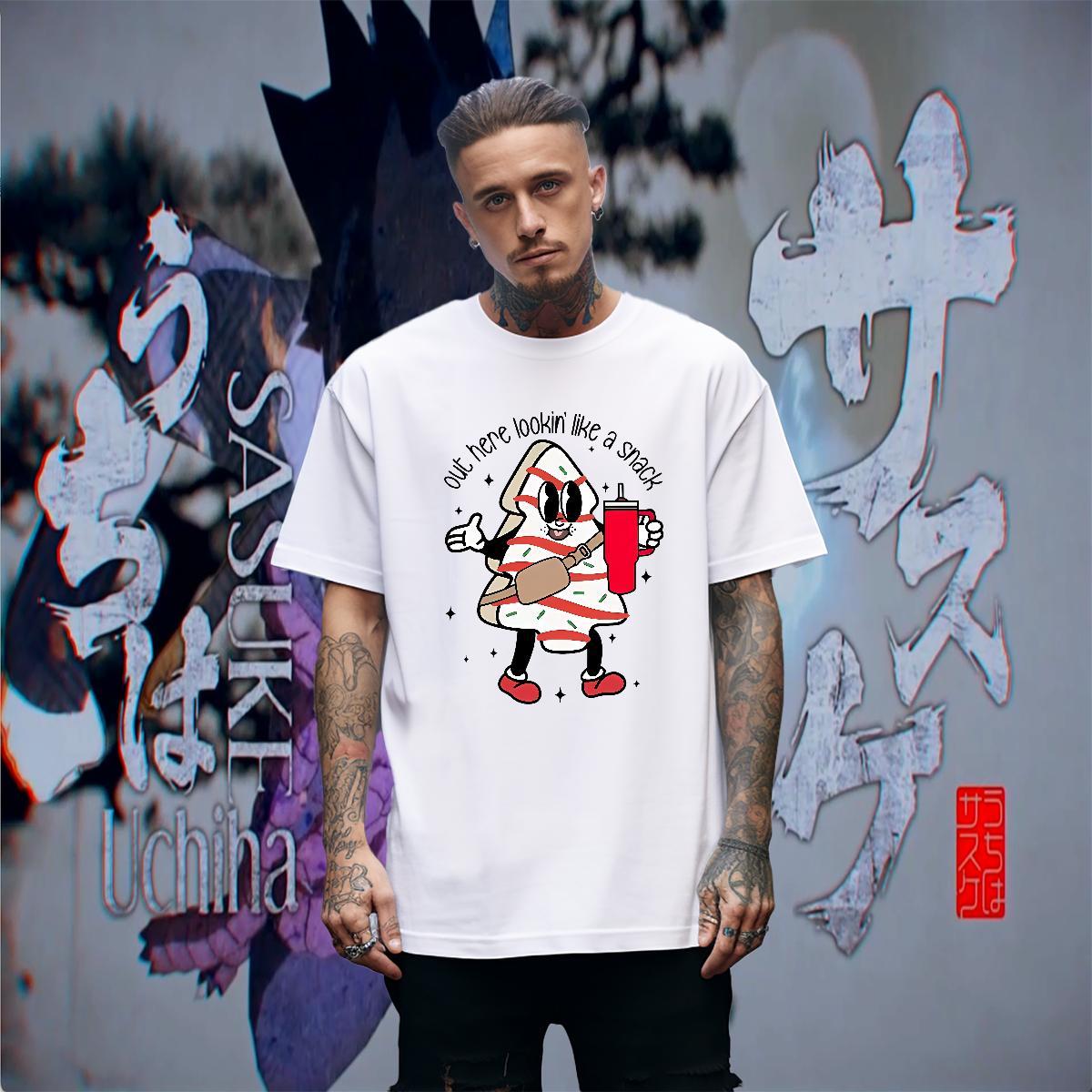 Free Shipping Men Tees Hip Hop 230g Cotton Floral Print Breathable Short Sleeve drink juice Man T Shirts Stylist Clothes