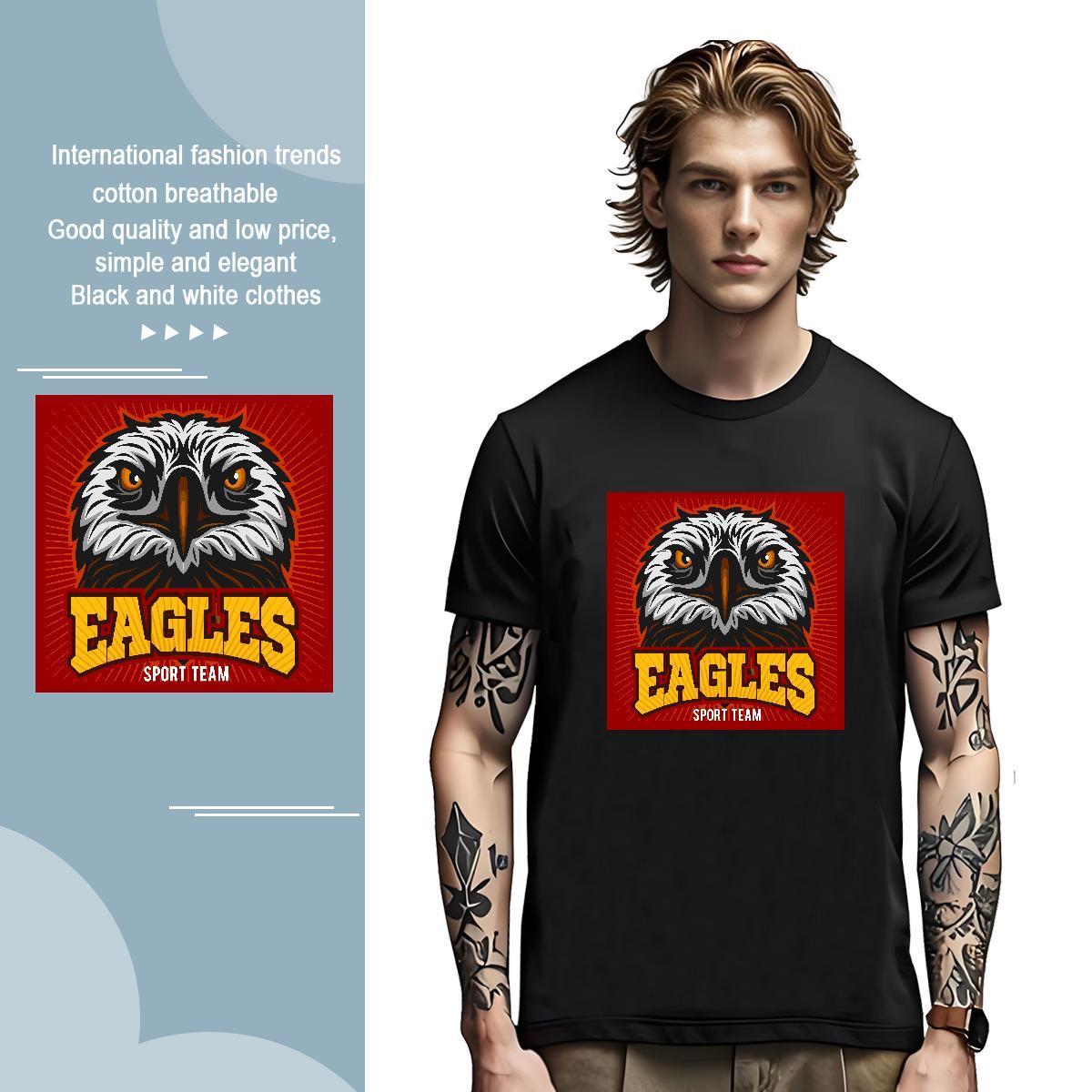 Man T Shirts 100% Cotton 230g eagle Street wear Hip Hop Short Sleeve O-Neck Cartoon Print Men Tees Designer Brand Tops Shirt