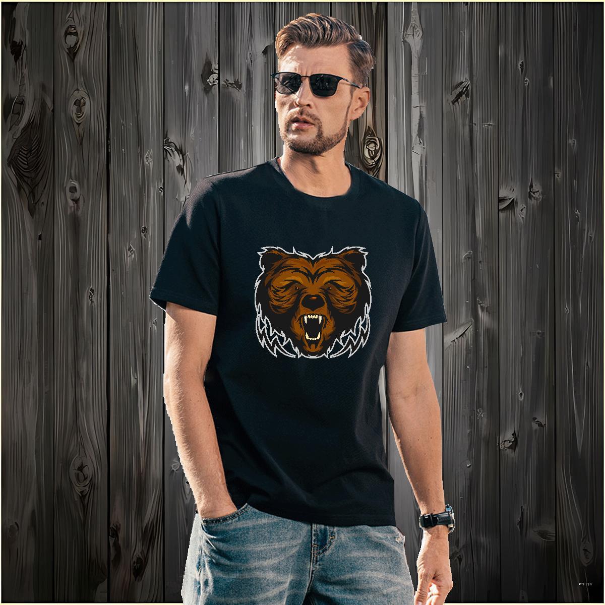 Classic bear Mens T Shirts Casual Tshirts 100% Cotton 230g Fashion Round Neck Short Sleeve DIY Printed Clothings