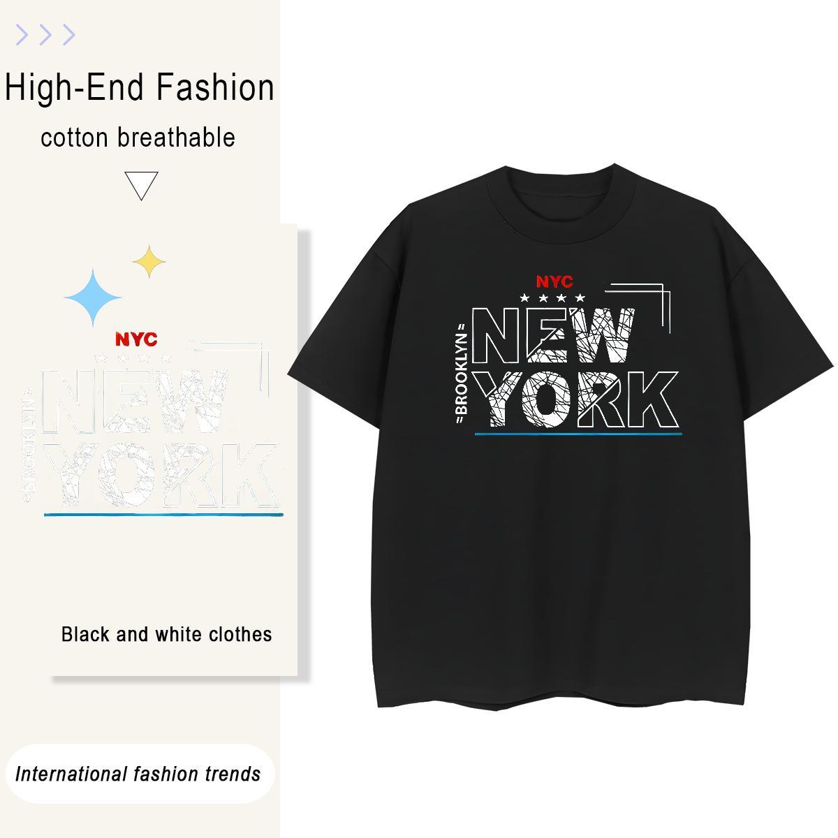 Soft New York 230g Cotton Men Tees Sport O Neck Short Sleeves T Shirt For Man Stylist DIY Tops