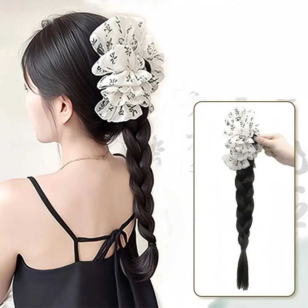 Chinese style grip clip synthetic ponytail wig natural simulation twisted braided hair extension 40cm W240817