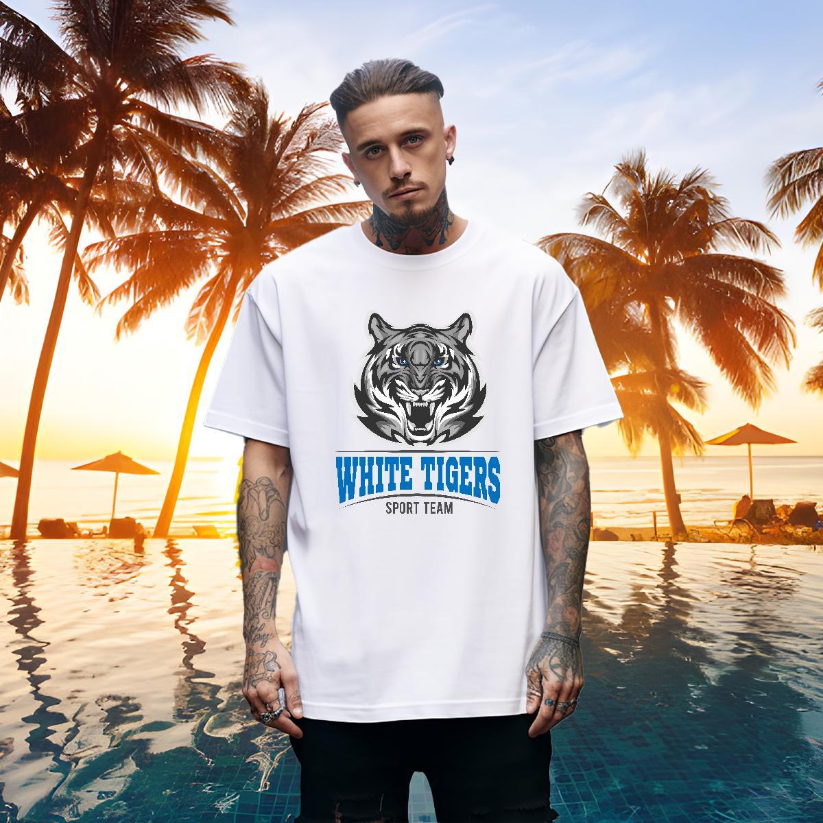 Classic T-Shirts tiger Breathable Hip Hop Custom Printing 230g 100% Cotton Men Tshirts Fashion Designer Tee Shirt