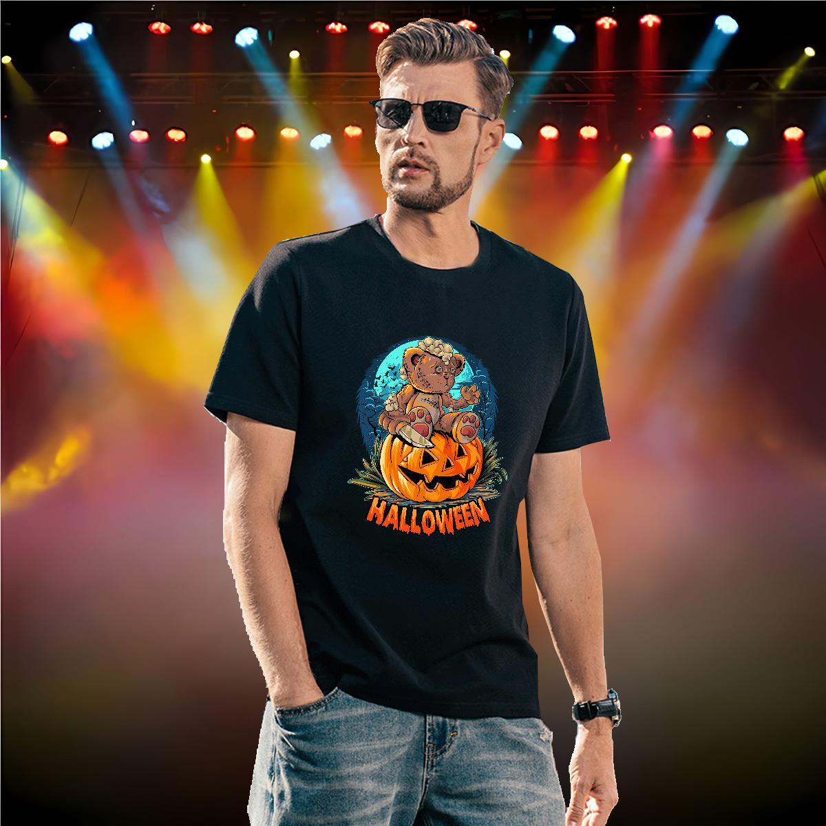 Cool Design Man T Shirts pumpkin O-Neck Short Sleeve Casual Custom Cartoon 230g Cotton Tshirts New Designer Tees Shirts