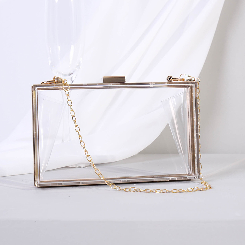 Transparent acrylic chain crossbody box small square women's banquet bag, hand-held bag
