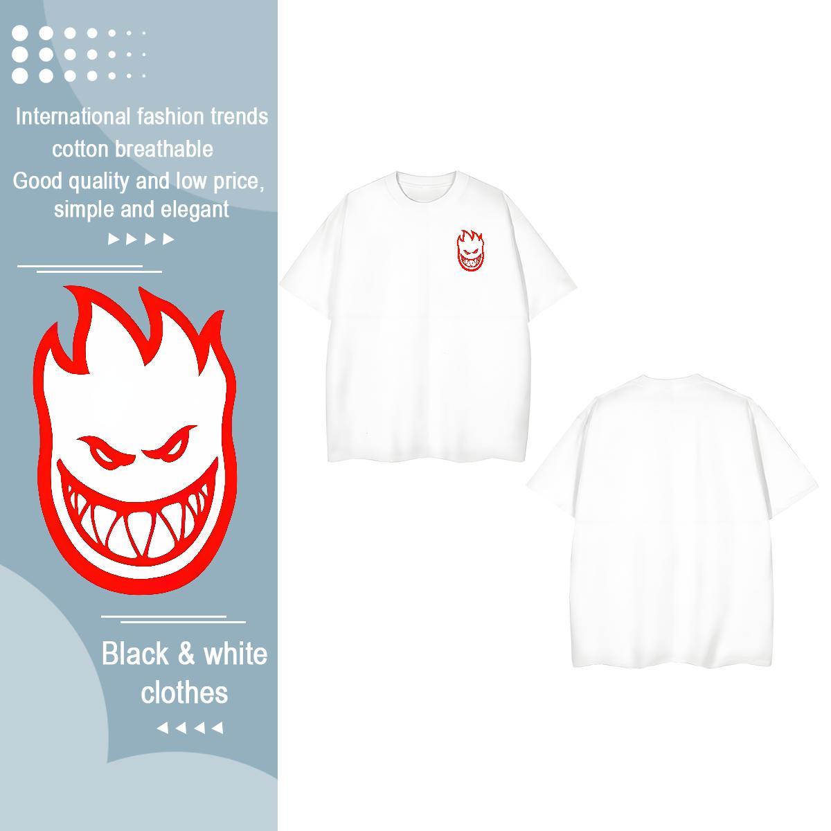 Designer Fashion Men Tops Tees halloween Summer Casual 230g Cotton Tee Shirt O Neck Short Sleeves Loose T-Shirts DIY Anime