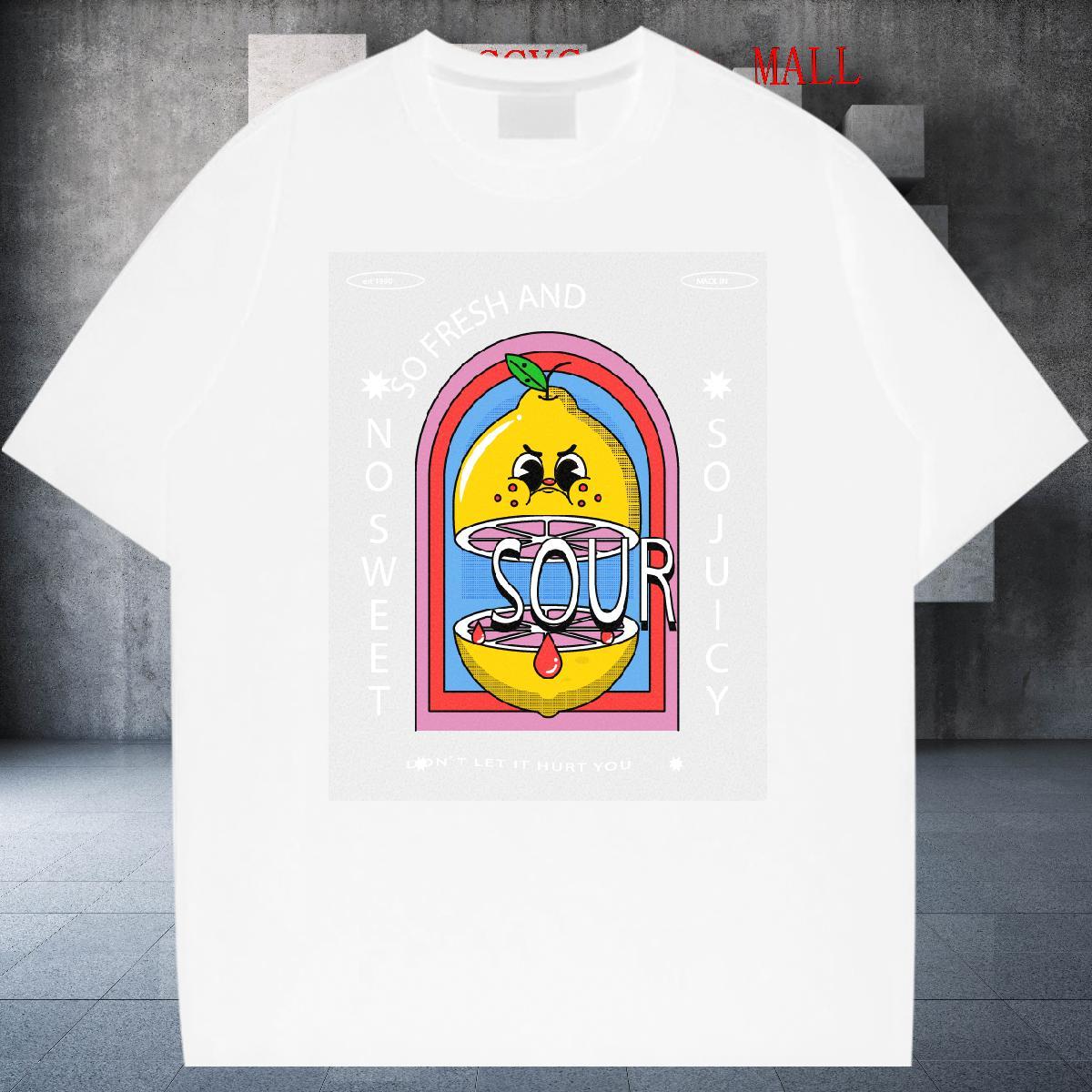 Comfortable sour 100% Cotton 230g Couples T Shirts Spring Summer Breathable Crew Neck T-Shirts 2024 Summer White Plus Size Tops Tees