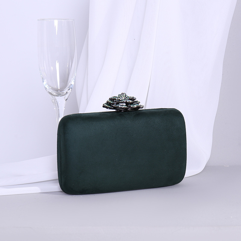 Handheld bag women's banquet, rhinestone metal flower dinner evening bag, dress matching for women