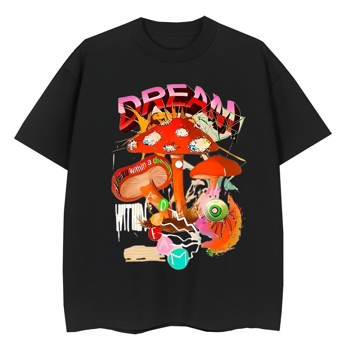 New Arrival Couples T Shirts mushroom High Street Hip Hop 230g Pure Cotton Clothes Round Neck Short Sleeve Designer T-Shirts for Men Oversized 3XL 4XL