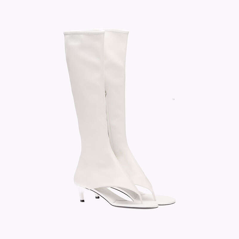 2023 New European And American Fish Mouth Clip Toe Mid Boot, Fashionable Thin Heel Side Zipper Women's High Tube Cool Boot