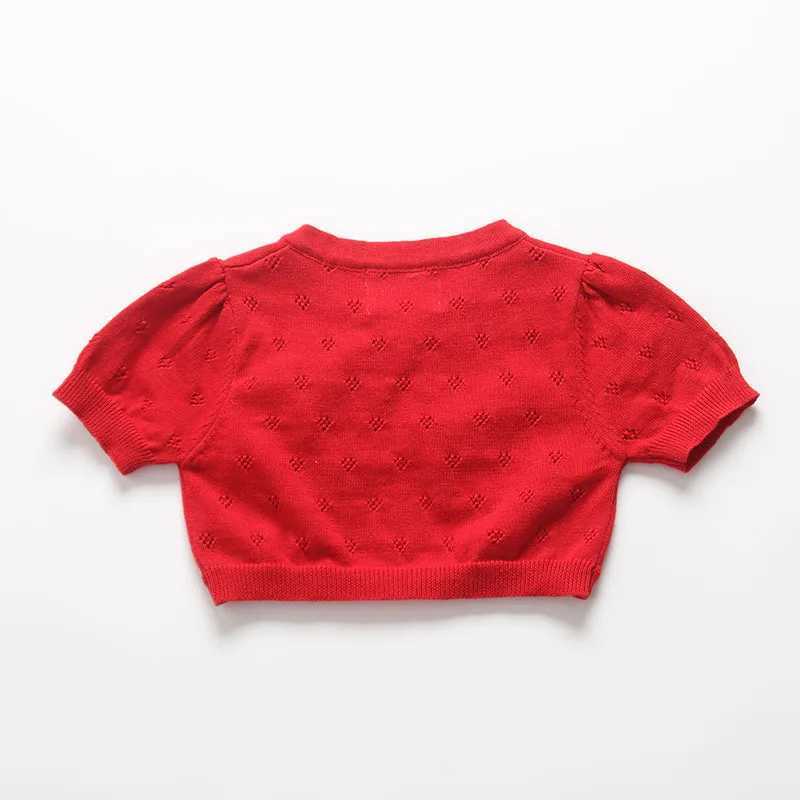 1-10yrs Red Summer Girls Jacket Beach Girls Cardigan Short-Sleeved Girls Coat 1 2 3 4 5 6 Years Old Girls Clothes 194002XJ240819