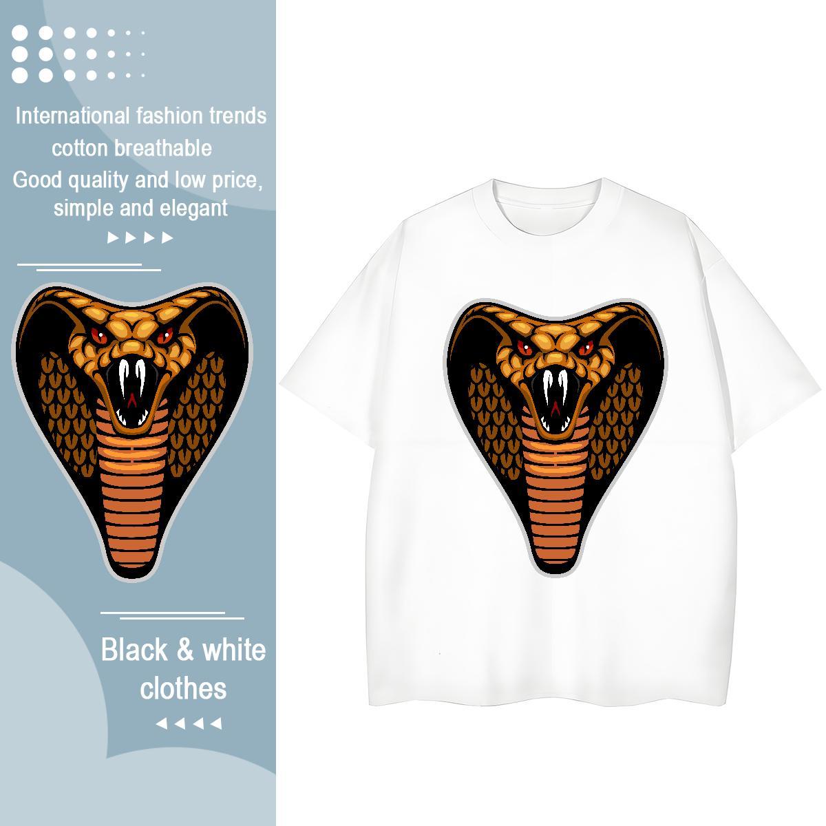 Loose Fit Men T Shirts cobra Short Sleeve Soft Casual Daily Wear Skull 230g Pure Cotton Mens Tshirts Casual New Tees