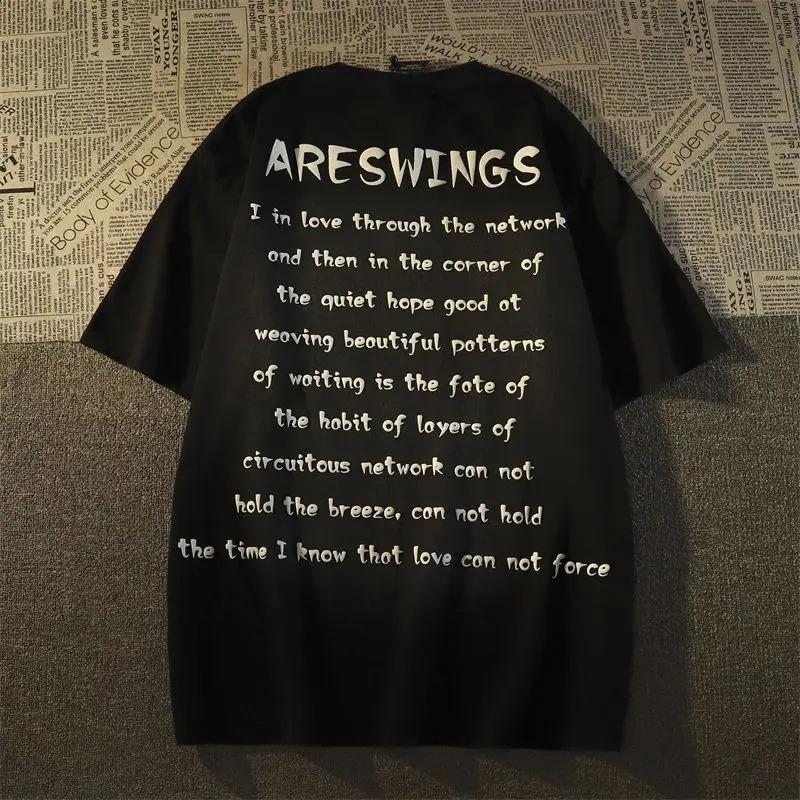 American Retro Spider Print T shirt Womens Loose Street men Dopamine Tops summer vintage gothic y2k clothes 240819