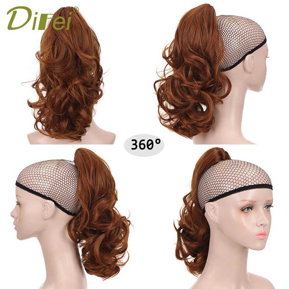 DIFEI synthetic wig ponytail hair extension wig natural black heat-resistant female wig clip ponytail curly hair W240817