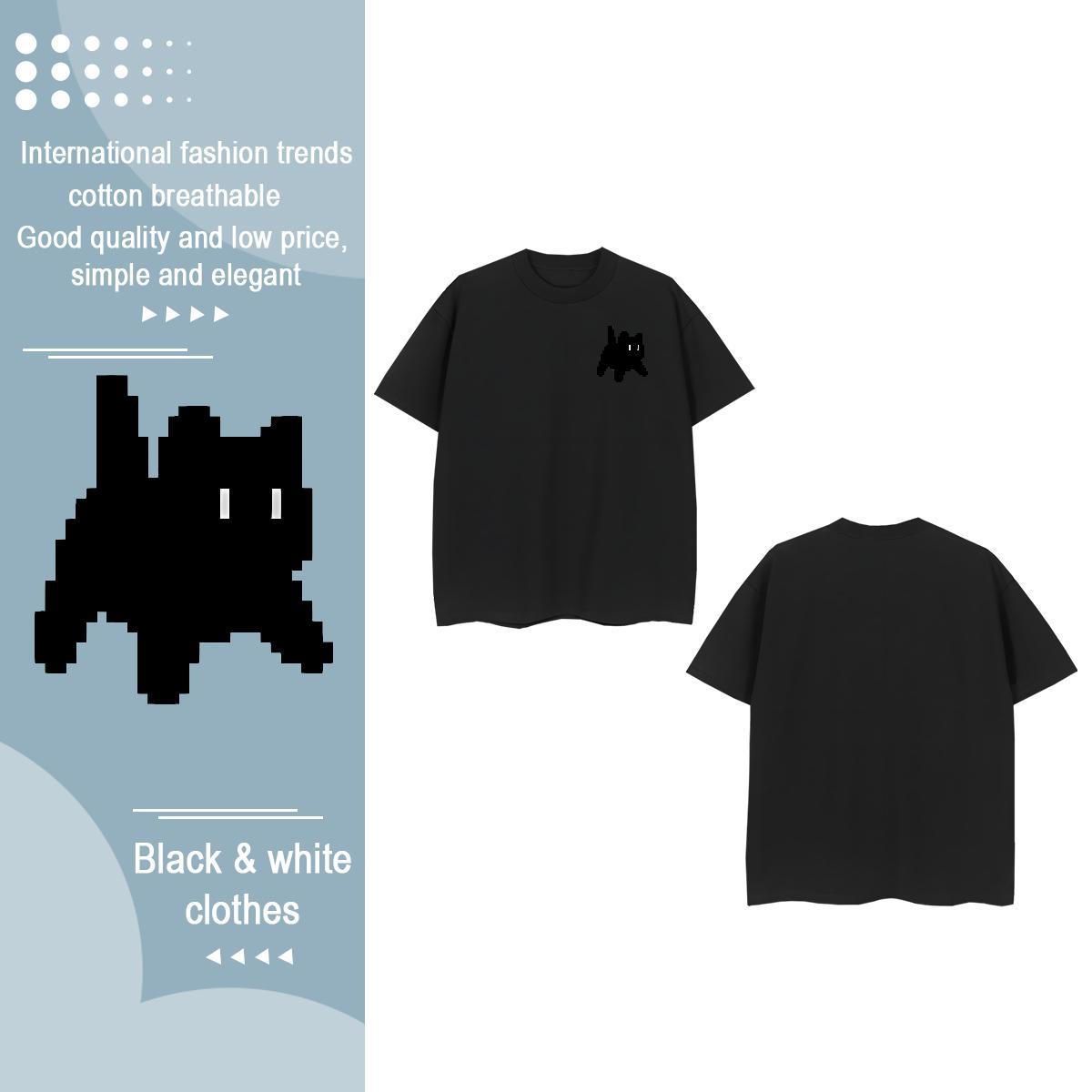 Fashion Casual Couples T Shirts cat Spring Summer 230g Cotton Clothings Breathable Soft Unisex T shirt DIY Anime