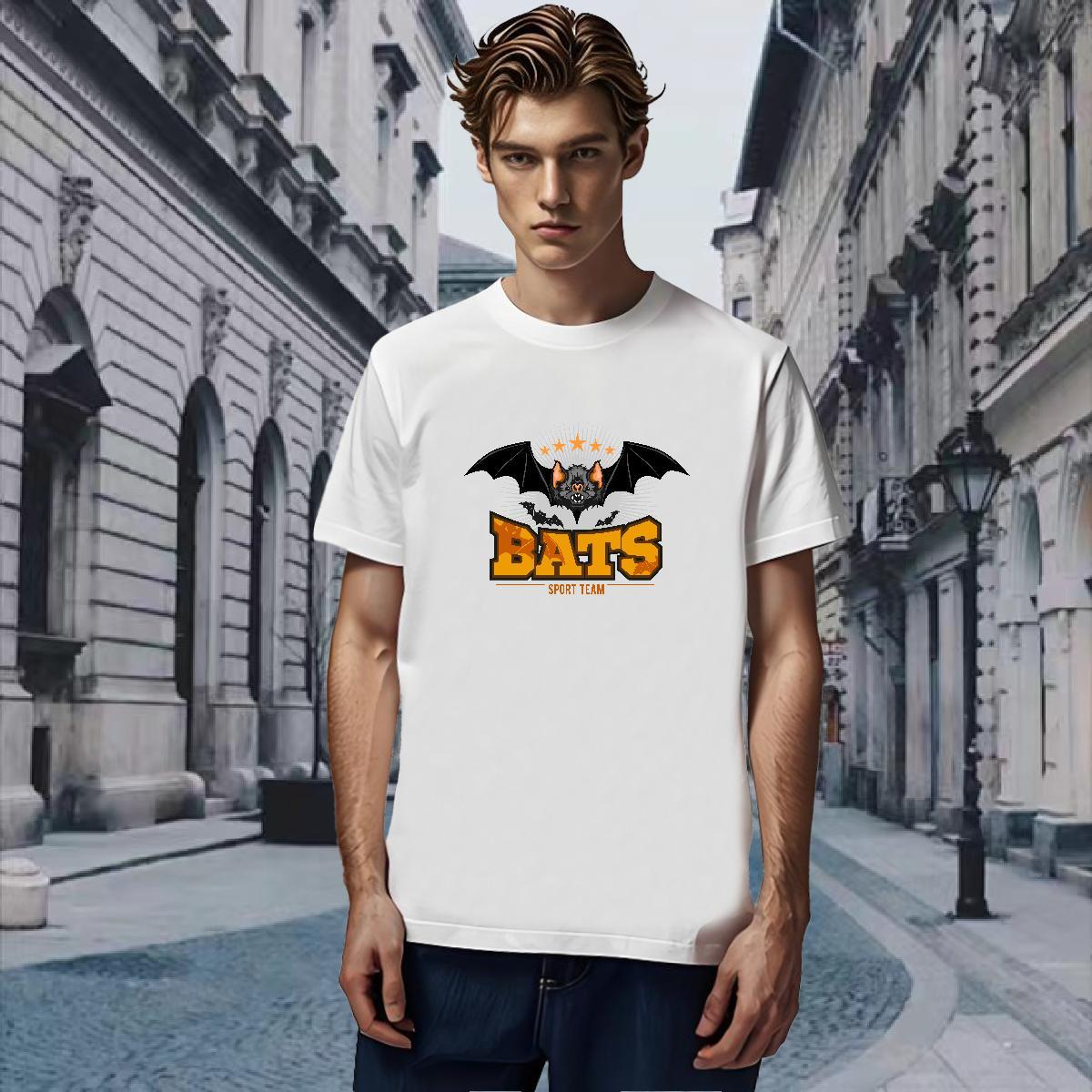 Brand Mens T Shirts bat Crew Neck Breathable Anime Printing Street White Plus Size 100% Cotton 230g Mens Tshirts Customized Tee Shirt