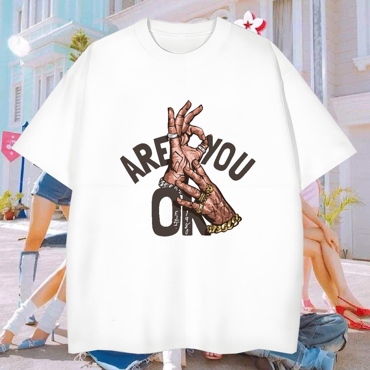 Mens T Shirts 230g 100% Cotton hand- Street wear Hip Hop Breathable Short Sleeve Custom Print Oversized Tshirt for Man Woman 2024 Summer Comfortable C