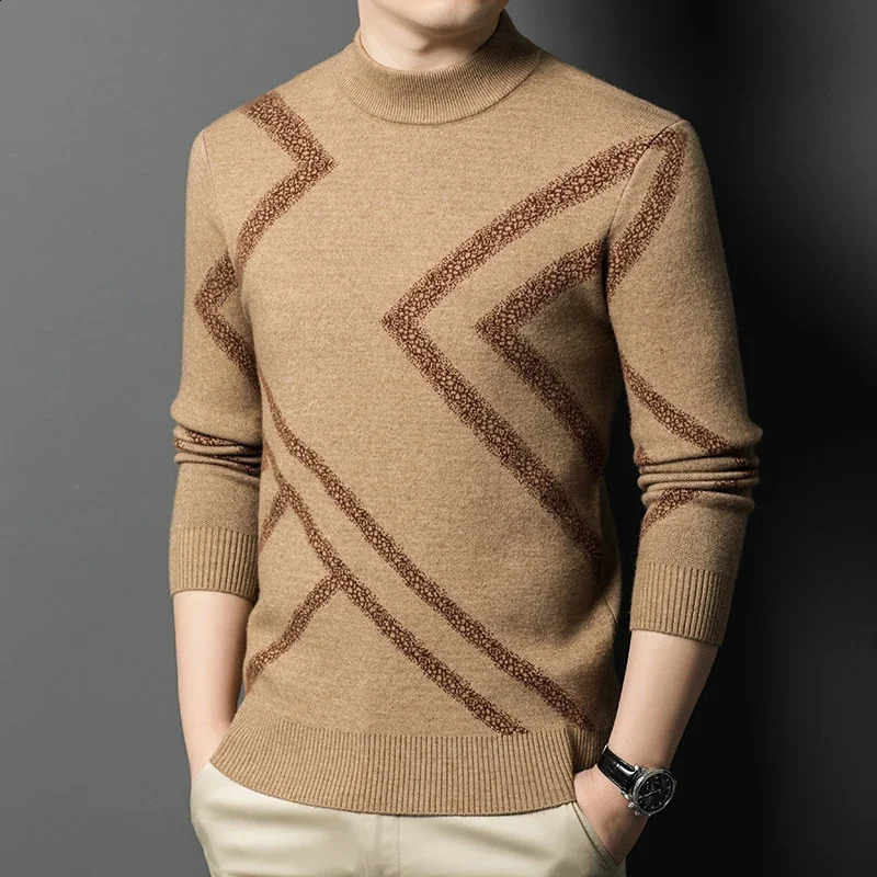 7 colors mens knitted sweater autumn and winter plain neck wool warm fashionable 240819