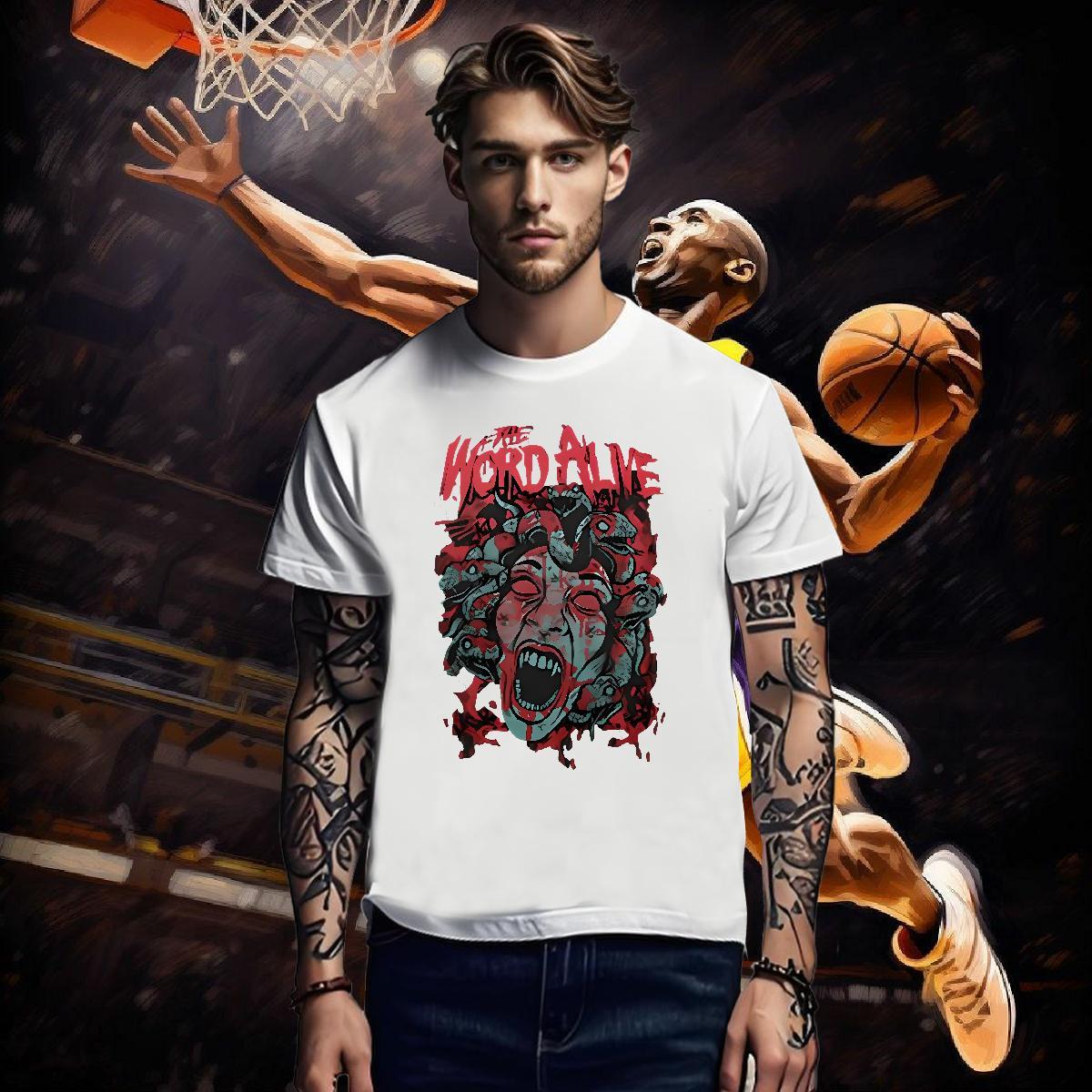 Men T Shirts 230g 100% Cotton scary Hip Hop O Neck Short Sleeves Skull Men Tshirts Customized Popular Polos