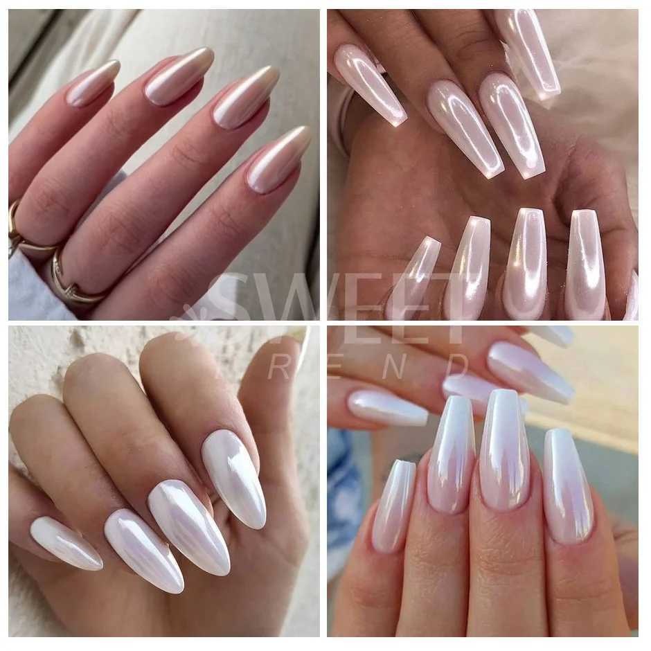 1Box Moonlight Pearl Nail Powder Shimmer Mirror White Chrome Nail Pigment Rub Mermaid Glitter Dust Polish For Manicure JI8016XJ240815