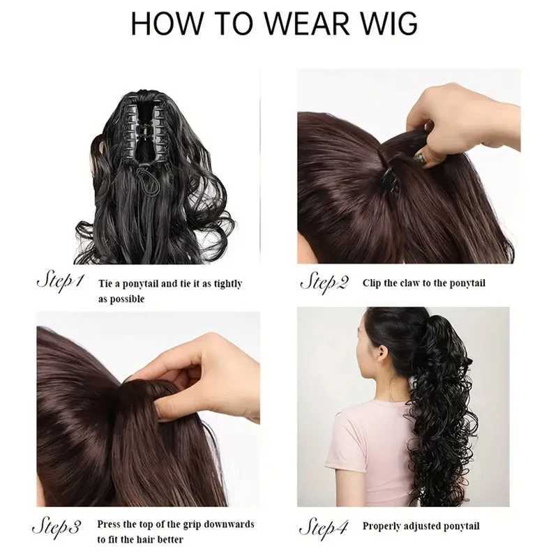 32 inch long soft natural water ripple curly clip ponytail suitable for girls made of high-quality synthetic fibers easy to wear W240817
