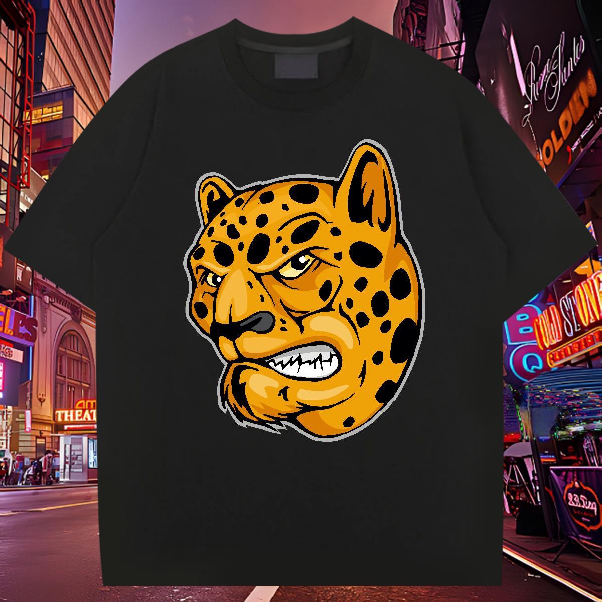 Brand T shirt leopard Round Neck Short Sleeve Outdoor Graphic 230g 100% Cotton Mens Tshirts Casual New Tops