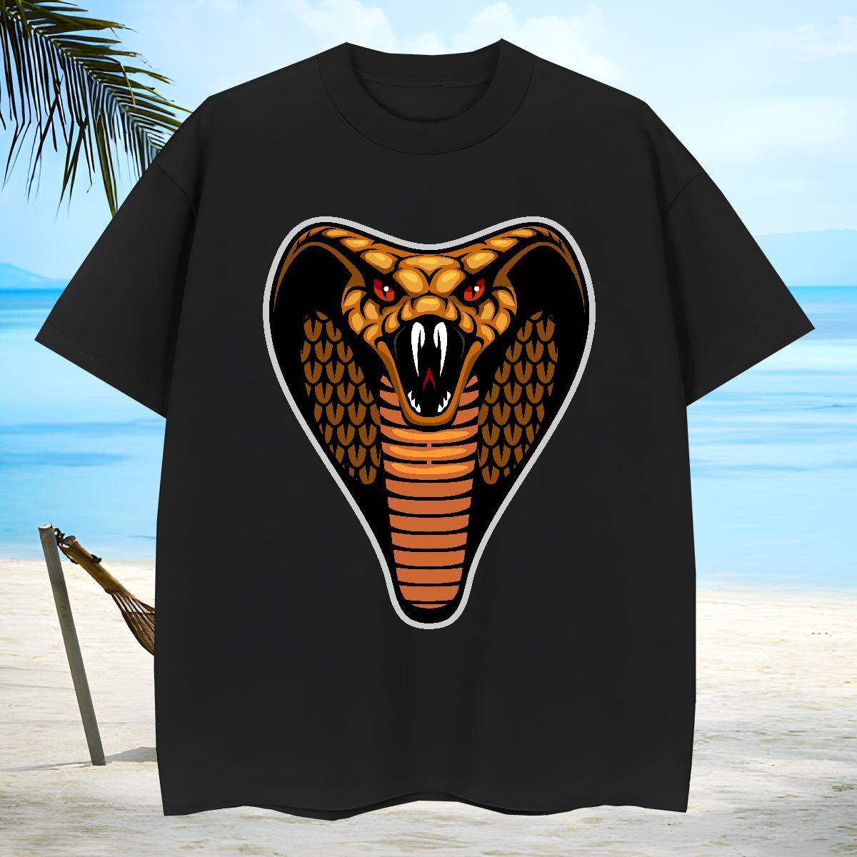 Comfortable T Shirt For Man cobra Breathable Anime Printing Street Customized Print 230g Pure Cotton Men Clothes T-Shirt Casual New Tees Shirts