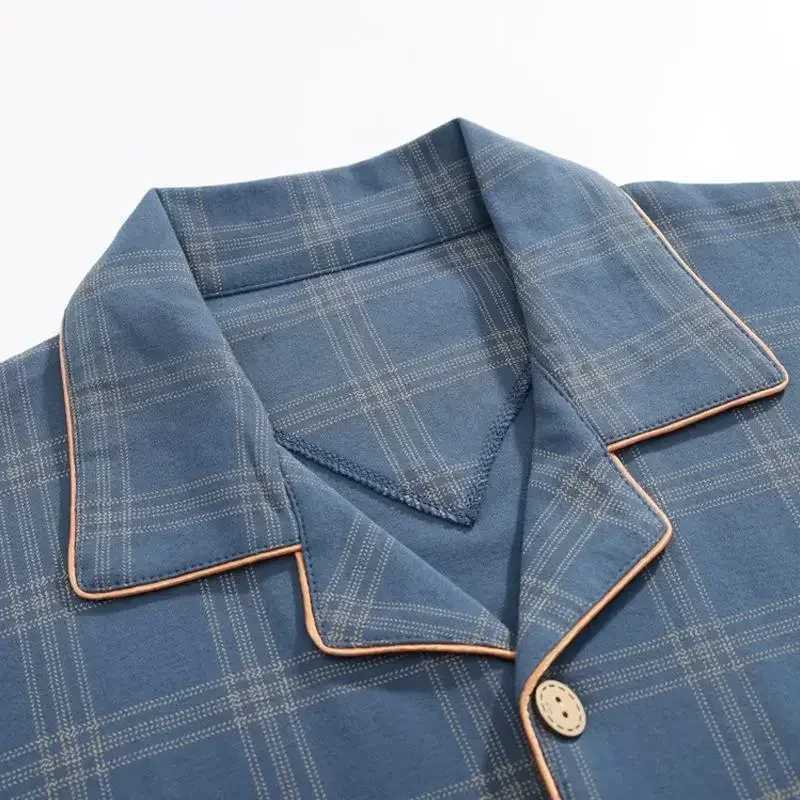 Mens pajama set long sleeved cotton top pajama soft autumn and winter plus size casual wear mens casual wearW240719