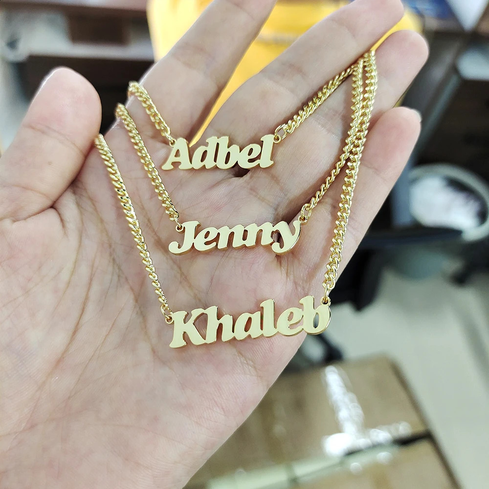 Cuban personalized name necklace with three names stainless steel threelayer 240812