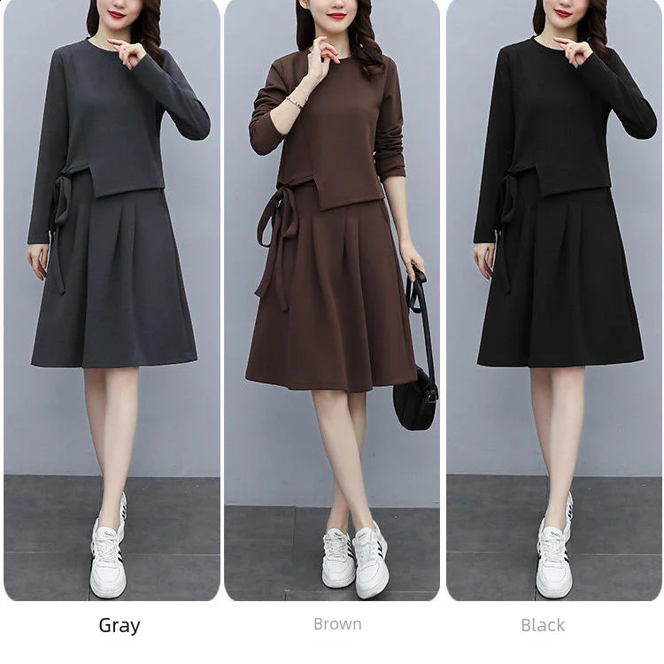 Fashionable Autumn Dress Set Slimming Loose-fit Two-piece Dress Suit For Plus-size Women 240820