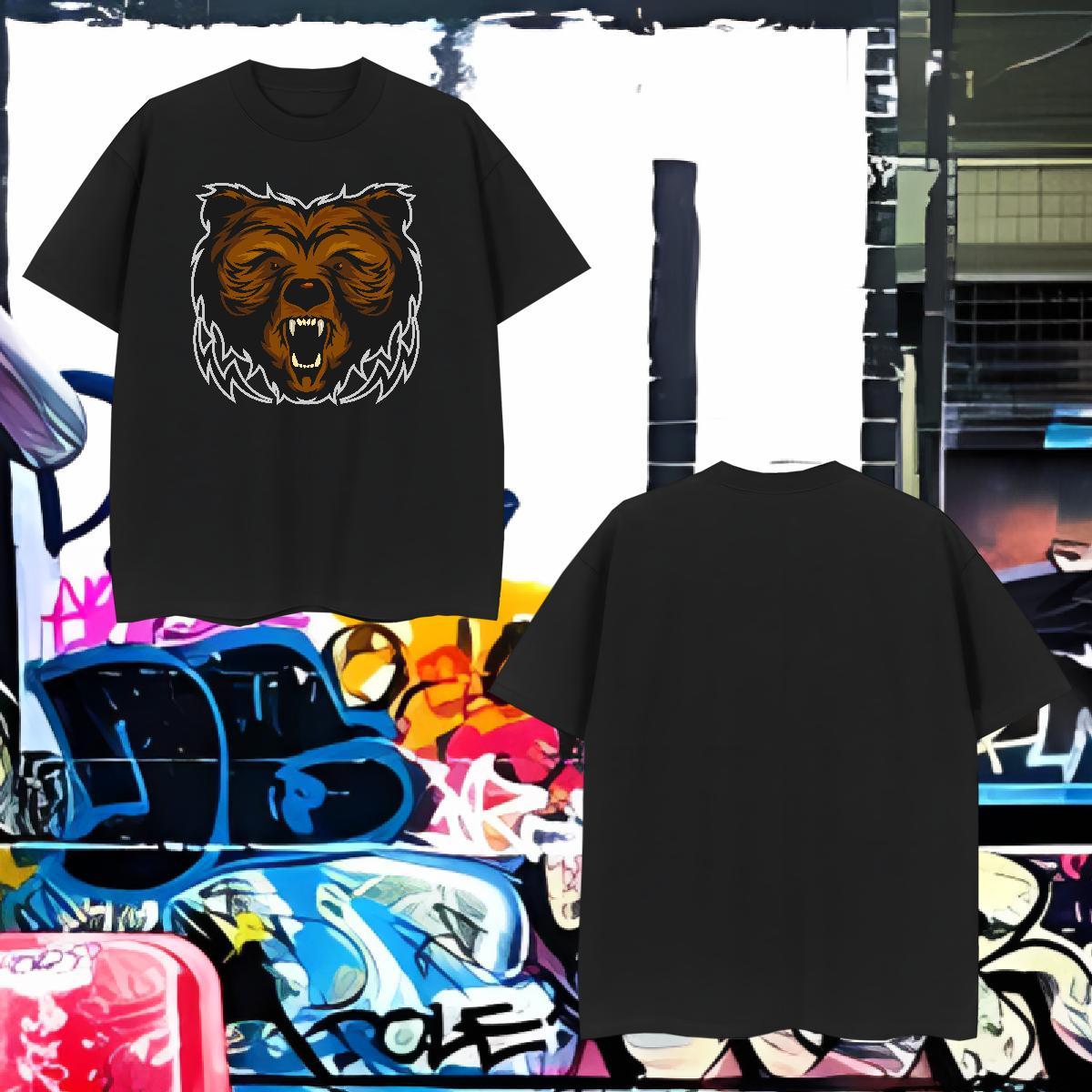 Popular Man T Shirts bear Breathable Soft Casual Custom Print Oversized 230g 100% Cotton Tshirts Wholesale Tops Shirt