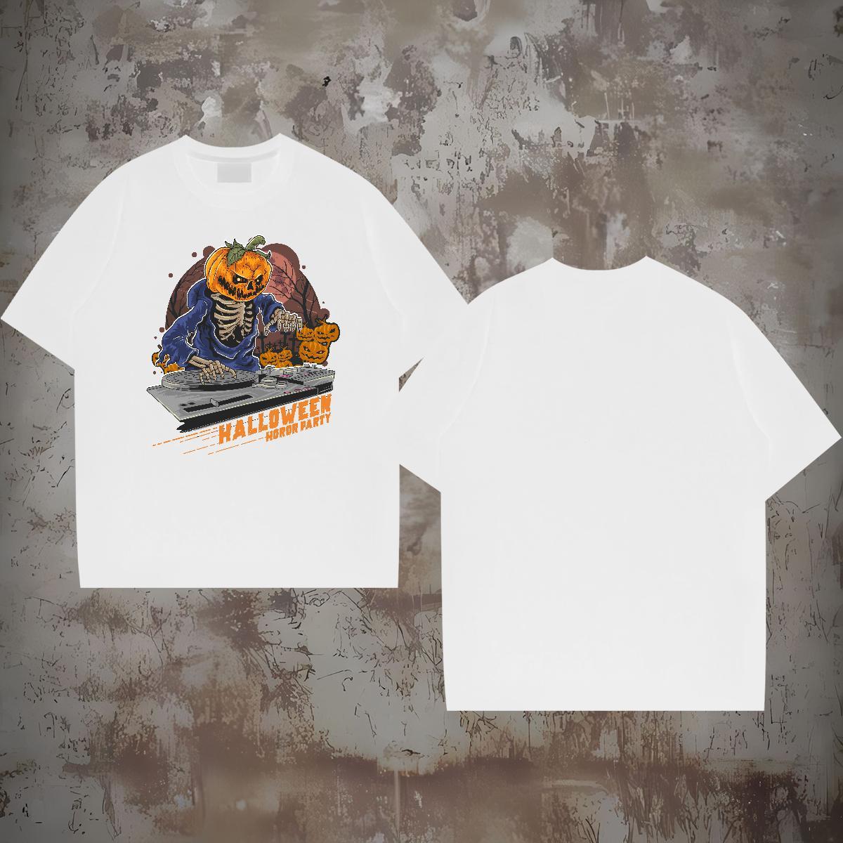 Wholesale T-Shirts halloween Breathable Crew Neck Summer Casual Custom Print Oversized 230g Cotton Men Tshirts 2024 New Tee Shirt