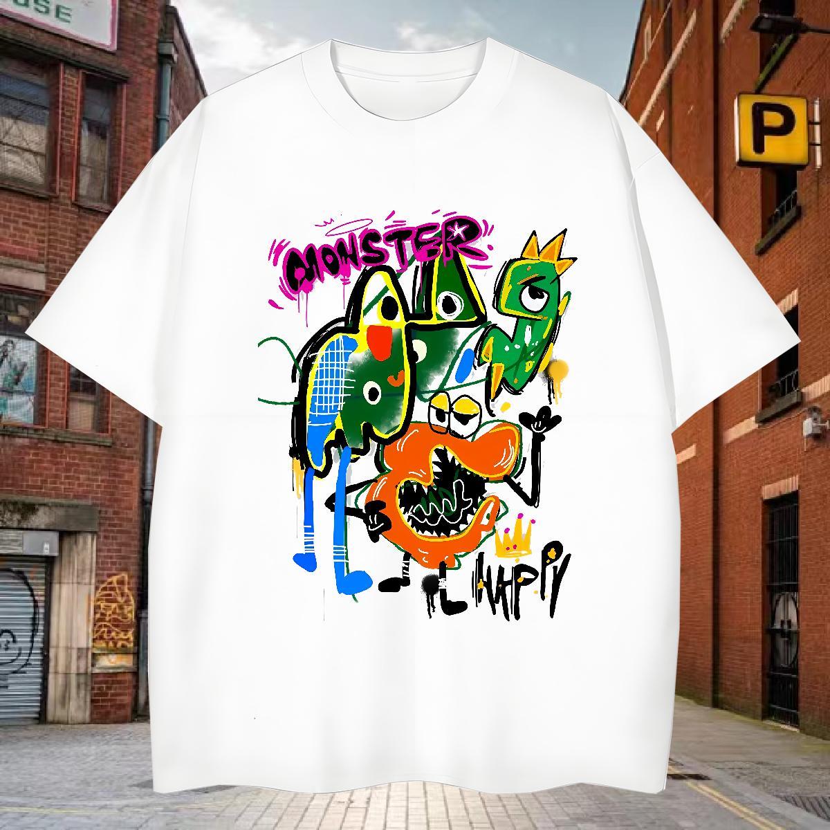 Man T Shirts 100% Cotton 230g cartoon Daily Wear Round Neck Short Sleeve Oversized 4XL Tshirts Fashion New Unisex Clothes