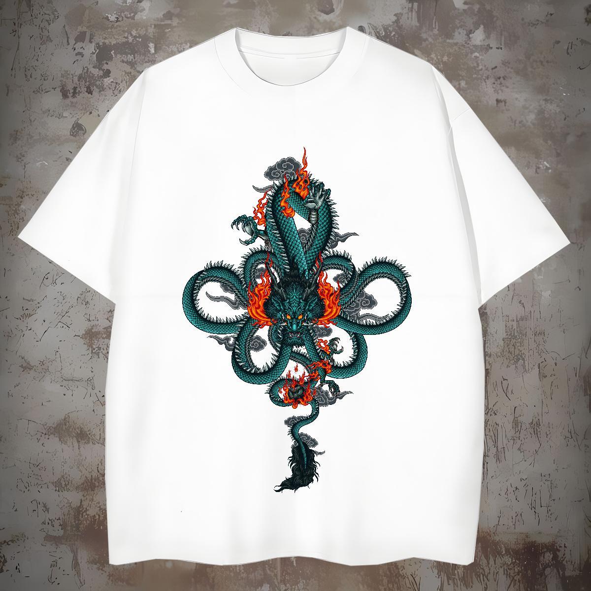 Man T Shirts 230g Cotton fire Casual Crew Neck Custom Cartoon Men Tees New Arrival Popular Tshirts