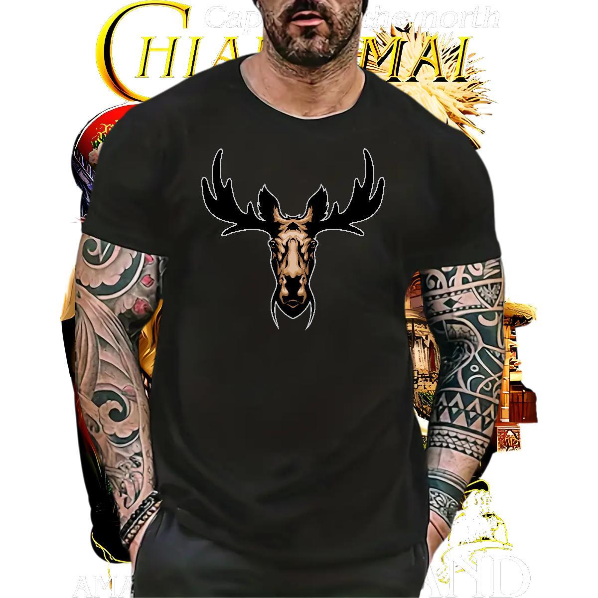 Popular Man T Shirts deer Short Sleeve Soft Outdoor DIY 230g 100% Cotton Couples T Shirts New Tshirts