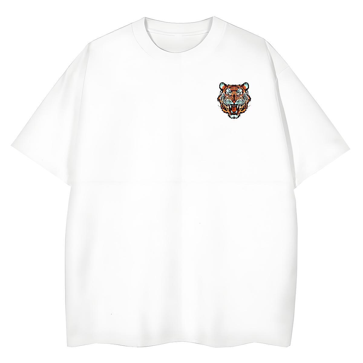Popular Men Clothes T-Shirt Beach 100% Cotton 230g Oversized Breathable Crew Neck tiger Men T Shirts Fashion Design Polos