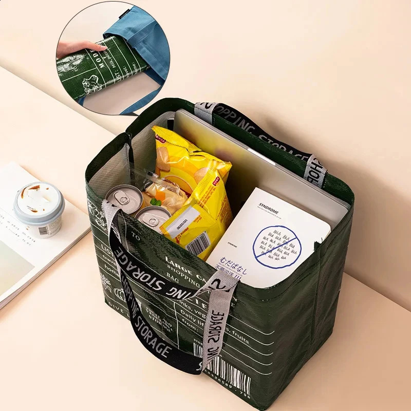 Largecapacity Waterproof Supermarket Shopping Bag Portable PP Woven For Retail Stores Boutique And Supermarkets 240819
