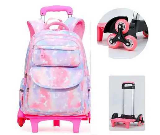 School Rolling Backpack Bag For Girls School Wheeled Backpack Bag Student Book Bag with Wheels Kids Rolling Travel Trolley Bags Y240820