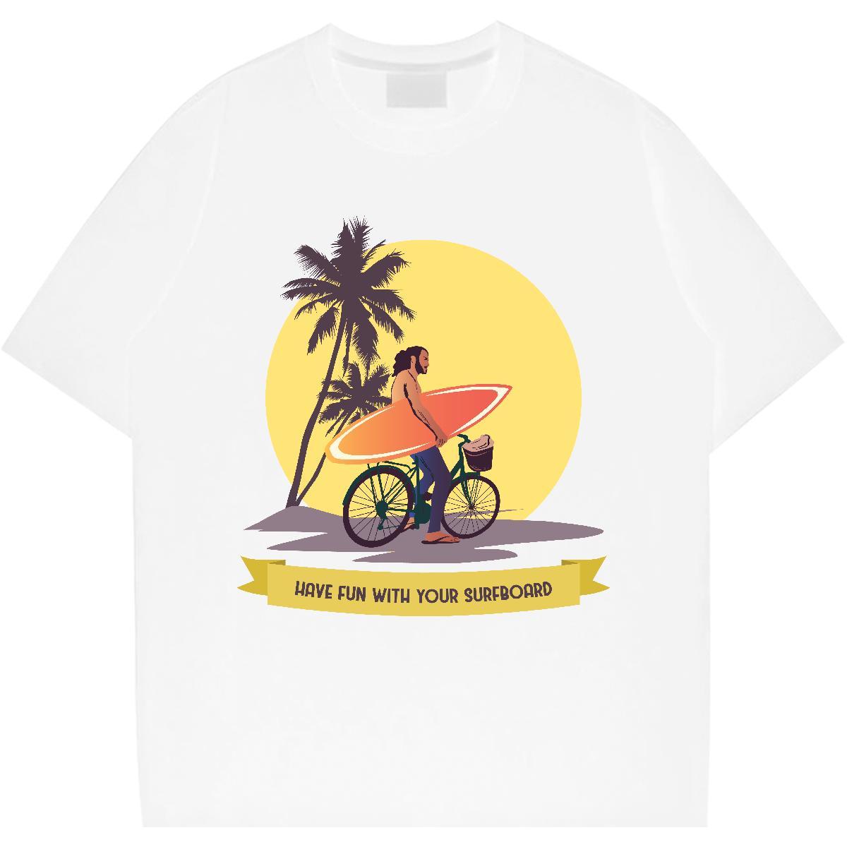 Designer Tshirt for Man Woman Spring Summer Breathable Crew Neck Tops Female 230g Pure Cotton wave Cartoon Print T Shirt For Woman