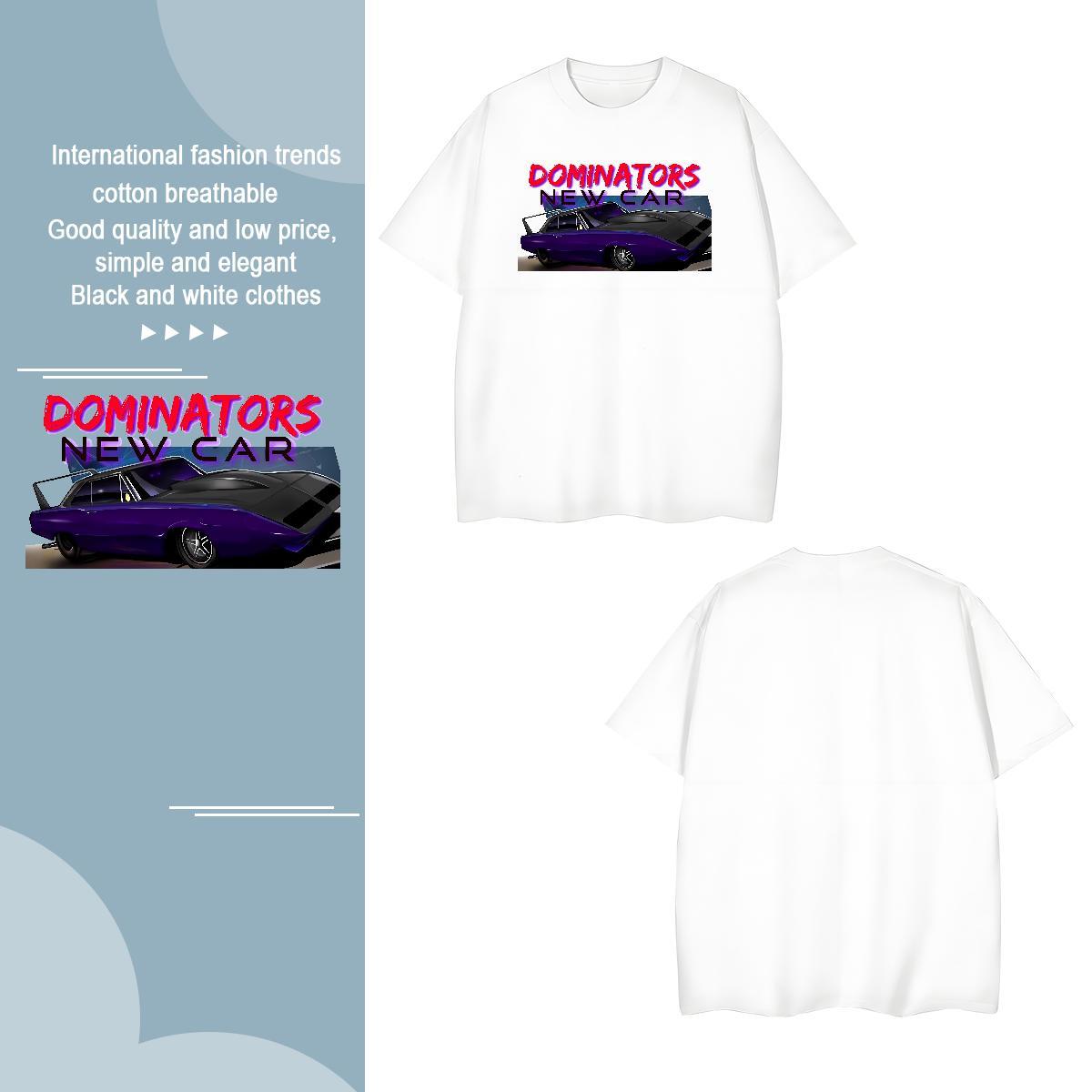 Free Shipping car 100% Cotton 230g Couples T Shirts Daily Outfit O-Neck Short Sleeve T shirt Fashion New Cartoon Printing L-4XL Wear
