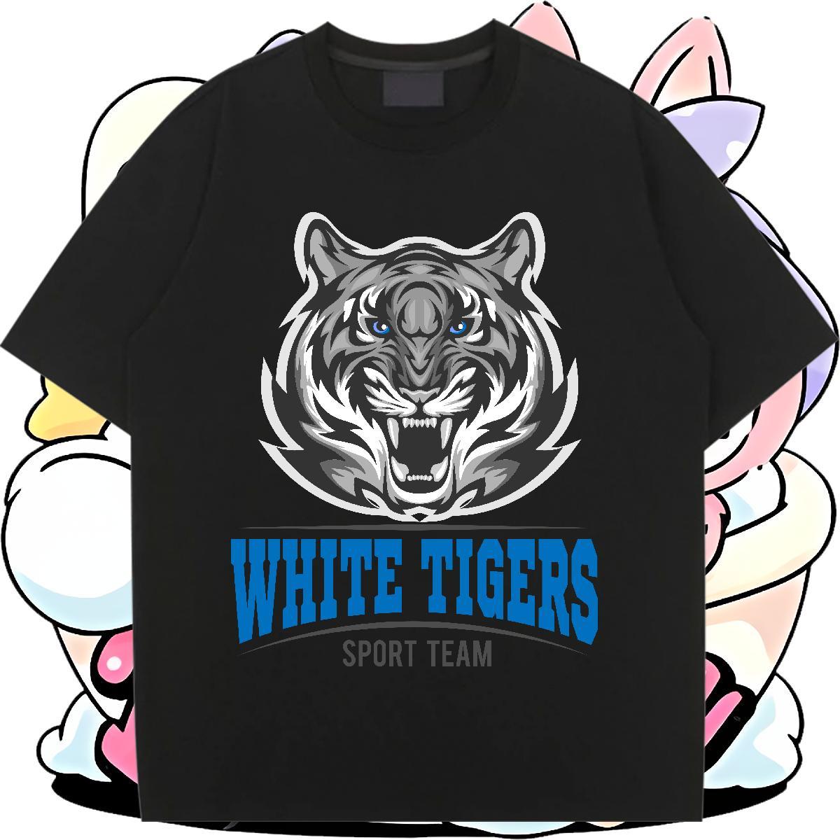 TOP Quality Lady T shirt Sports Street Wear Breathable Crew Neck Top Tees Female 230g Cotton tiger Anime Womens T Shirts