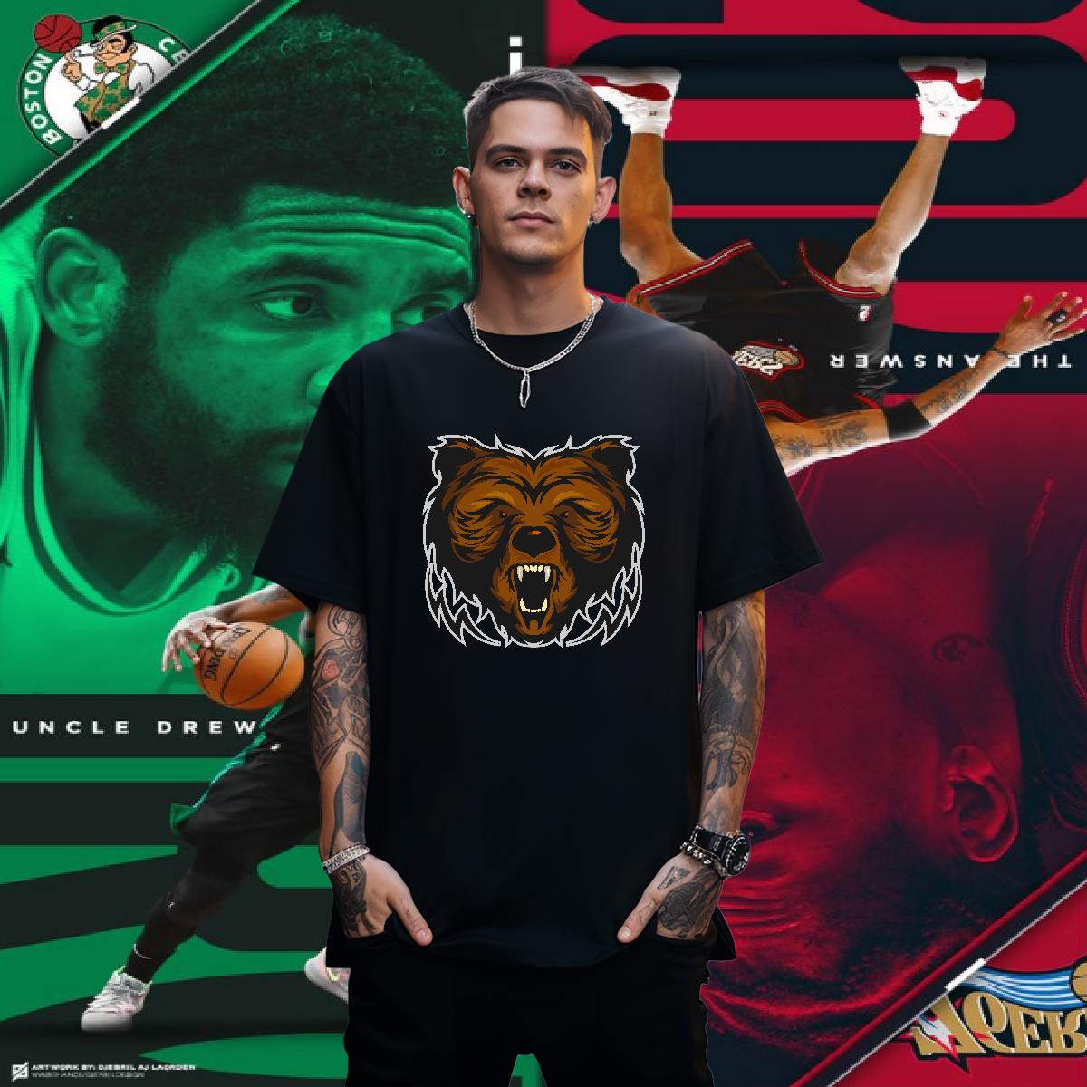 Cool Men T Shirts bear Breathable Short Sleeve Casual Cartoon Printing L-4XL 100% Cotton 230g Tshirts DIY Wear