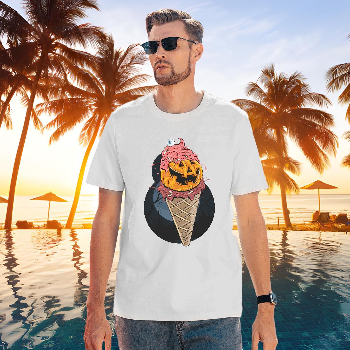Designer T shirt pumpkin Short Sleeve O-Neck Daily Outfit DIY Printed 230g Cotton Men Clothes T-Shirt Fashion Clothings