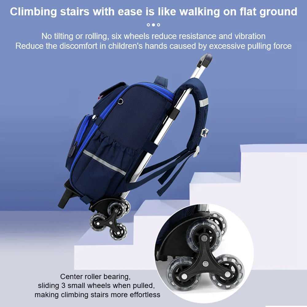 Butterflies Rolling Backpack for Girls Kids School Backpacks with Wheels Water Resistant Printed Roller Wheeled Bookbag Y240820