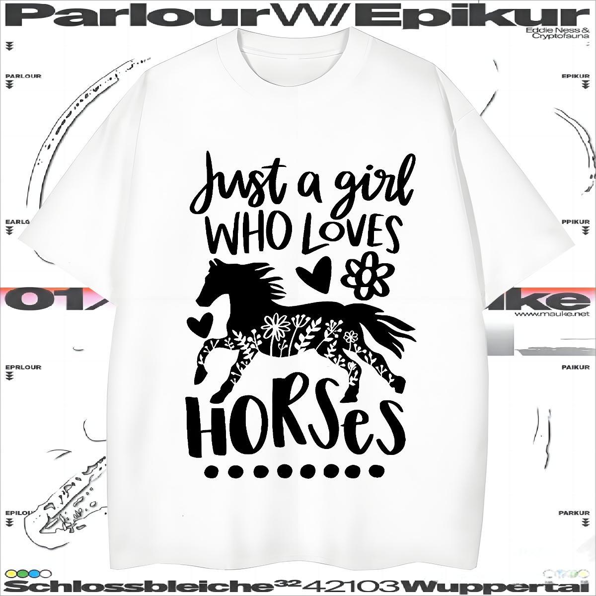 Soft T Shirts Men horse Breathable Soft High Street Hip Hop Cartoon Print 230g 100% Cotton Men Tshirts DIY Tee Shirt
