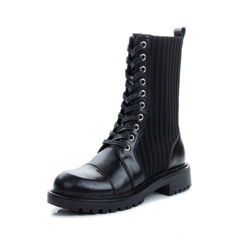 Ddmysports Autumn Winter New Genuine Leather Martin Casual Mid Length Short Boots Children S Thick Sole British Style Women Shoes And Socks OUTDOOR