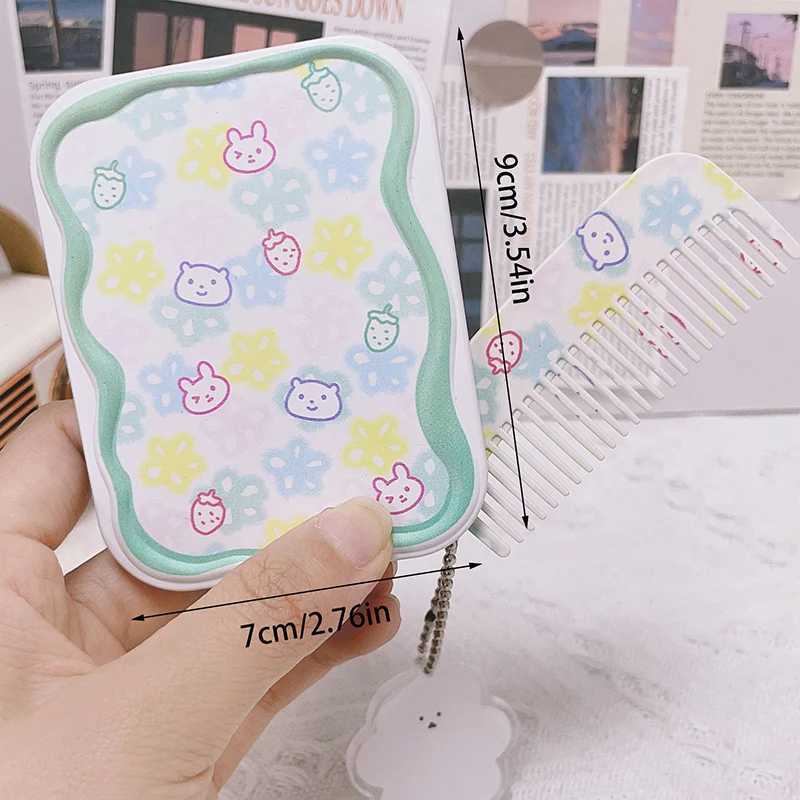 Pocket Makeup Mirror Mini Folding Kawaii Portable Travel Mirror Square Small Makeup Mirror With Comb Y240819