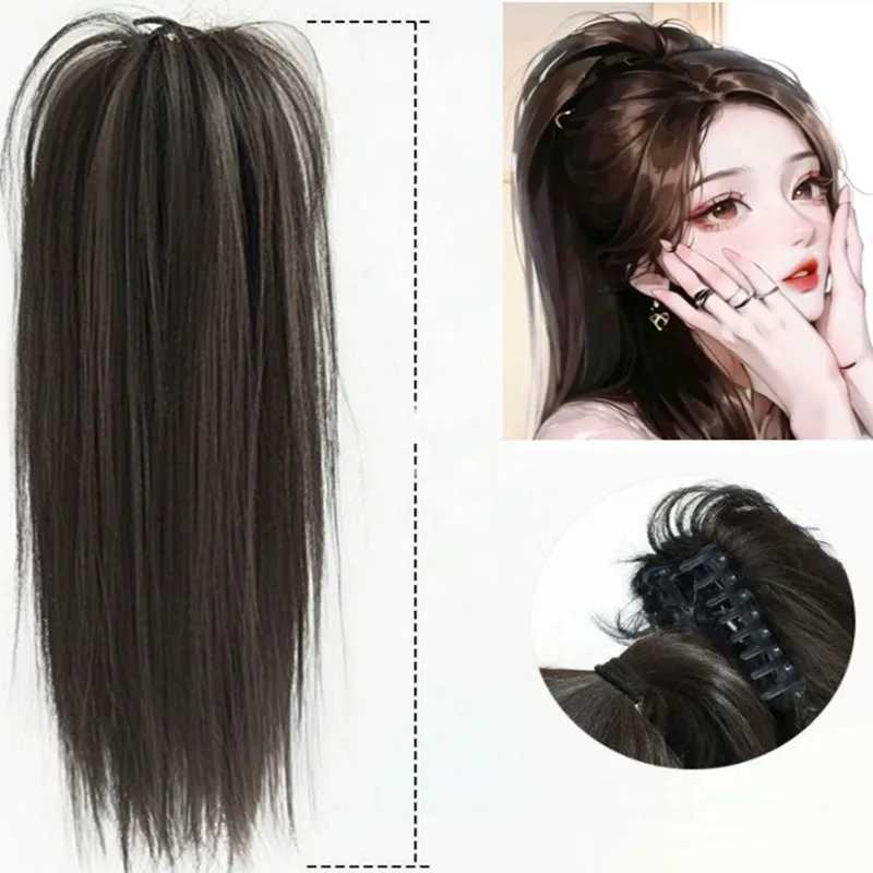 Ponytail female half tied ponytail simulation hair grab clip chicken tail braid fountain ponytail W240817