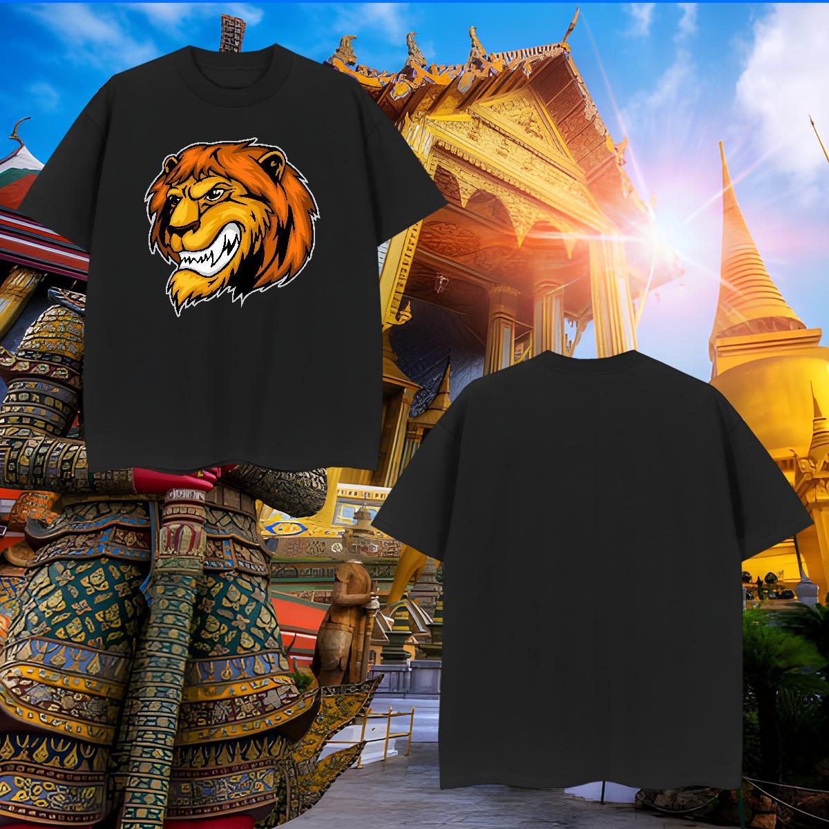 Soft T Shirt For Man lion Breathable Short Sleeve Street Casual Cartoon Printing L-4XL 230g 100% Cotton Mens Tshirts New Designer Tees