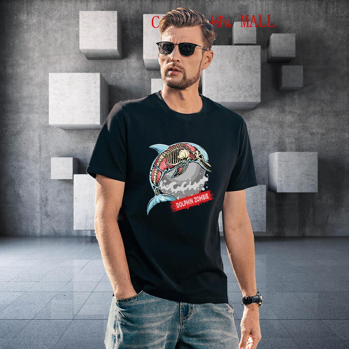 Cool Design T Shirts Men dolphin Breathable Soft Hip Hop Custom Big Size 230g Cotton Couples T Shirts 2024 Top Tees