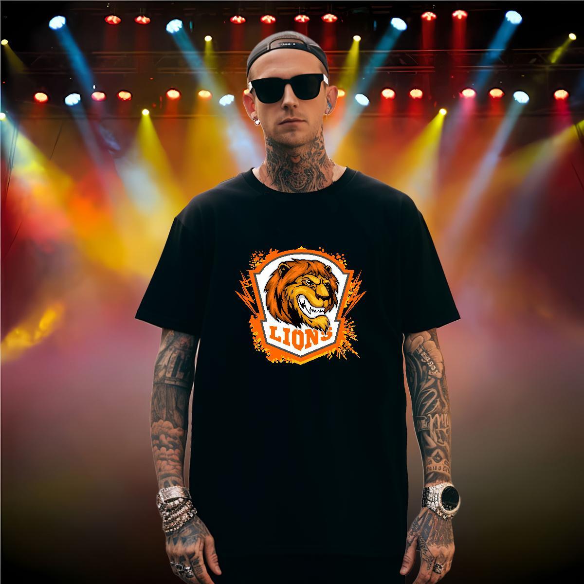 Cool Design Mens T Shirts lion Round Neck Short Sleeve Summer Casual DIY Anime 230g Cotton Mens Tshirts Fashion Casual Tees